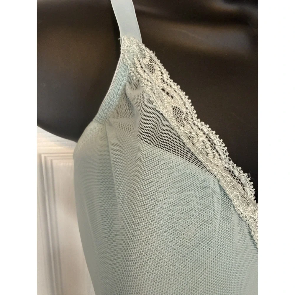 Natori 32G Feathers Plunge Lace T-Shirt Bra  730023 Ribbon Blue